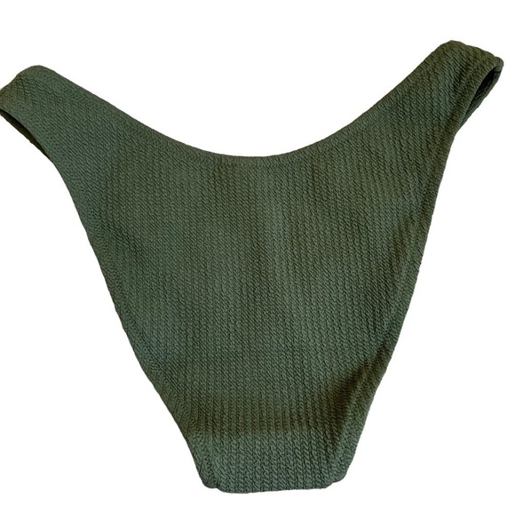 NWT J.Crew Olive Green Scrunchie Textured Curved Waist Cheeky Bikini Bottom Sz M - Picture 10 of 16